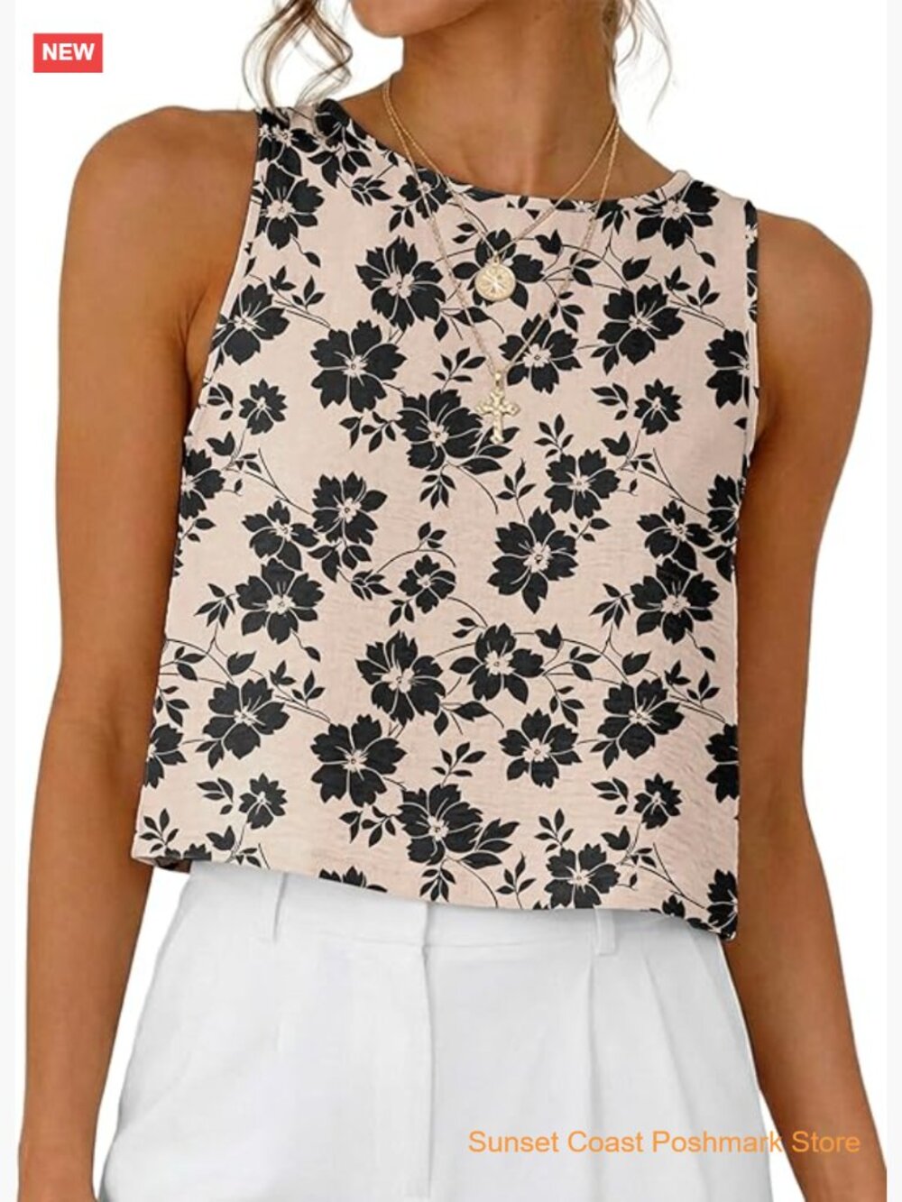 Womens Casual Crop Tank Top Sleeveless Loose Fit Summer Beach Top